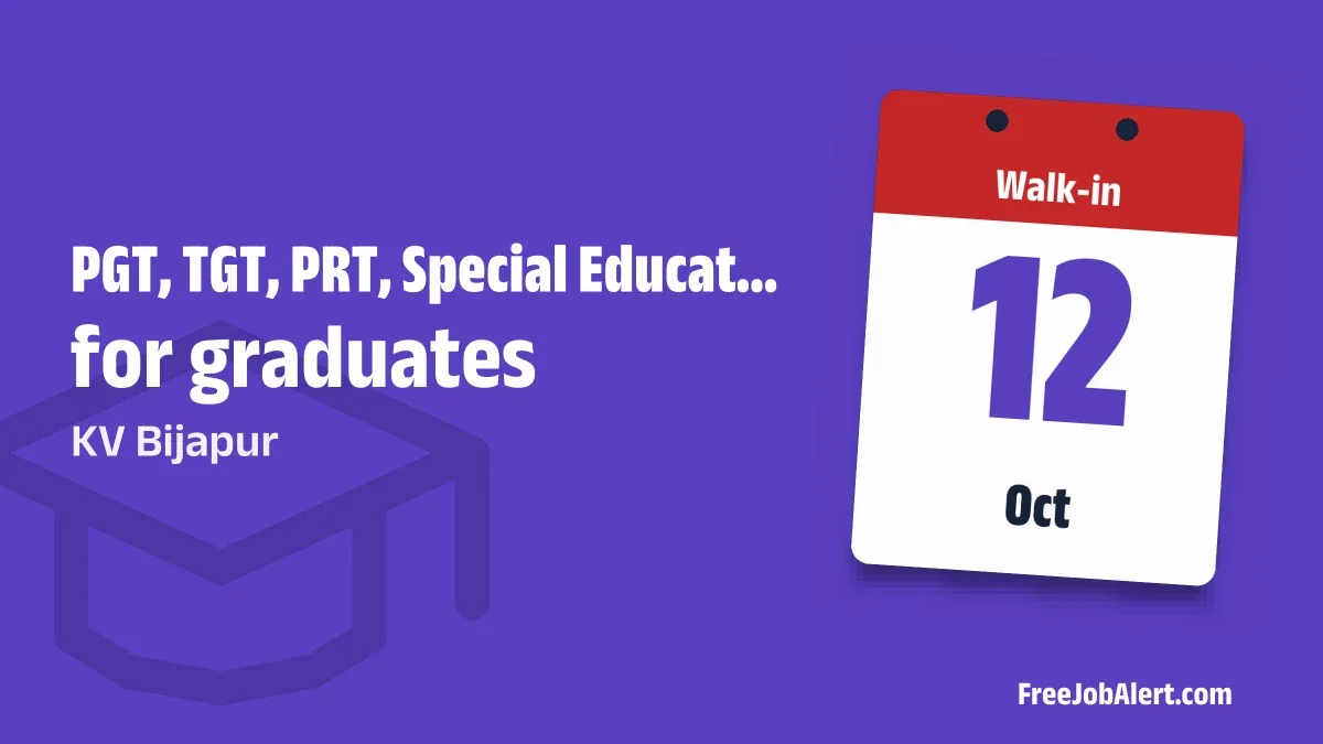 KV Bijapur Recruitment 2026 – Walk-in for PGT, TGT and More Posts KV Bijapur Recruitment 2026 – Walk-in for PGT, TGT and More Posts
