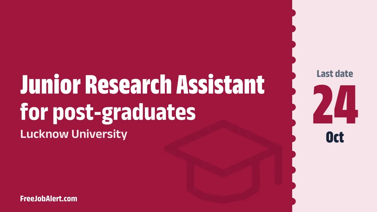 Lucknow University Junior Research Assistant Recruitment 2026 – Apply Online Lucknow University Junior Research Assistant Recruitment 2026 – Apply Online