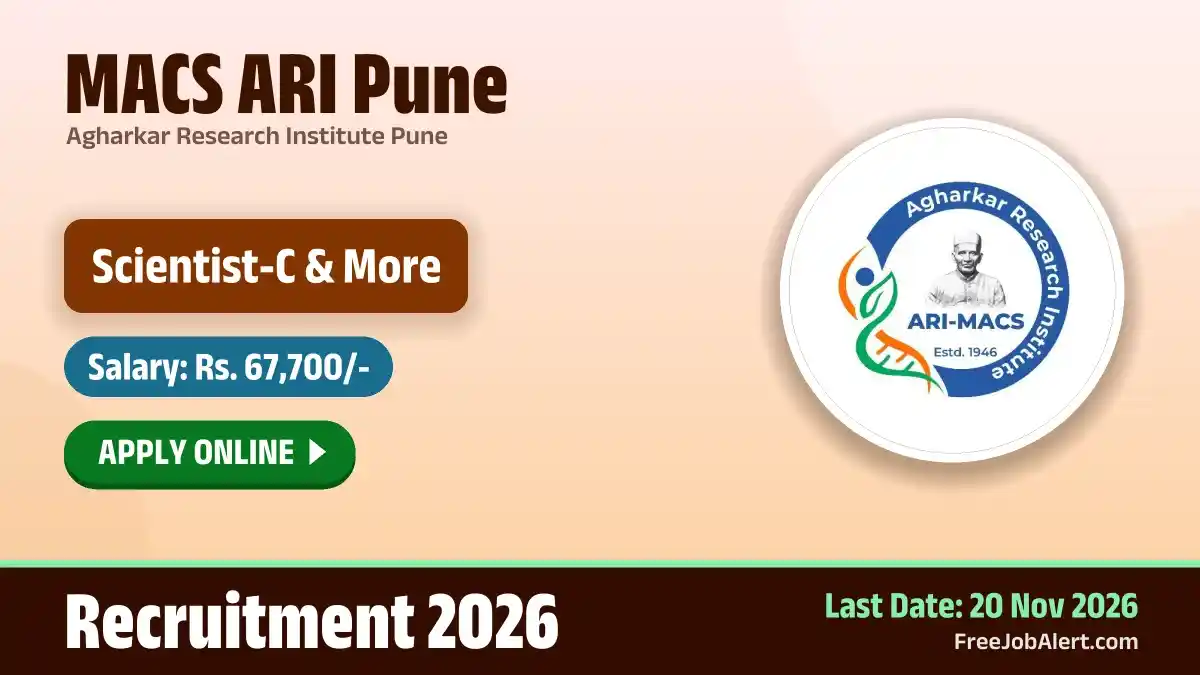 MACS ARI Scientist-C Recruitment 2026 – Apply Online MACS ARI Scientist-C Recruitment 2026 – Apply Online