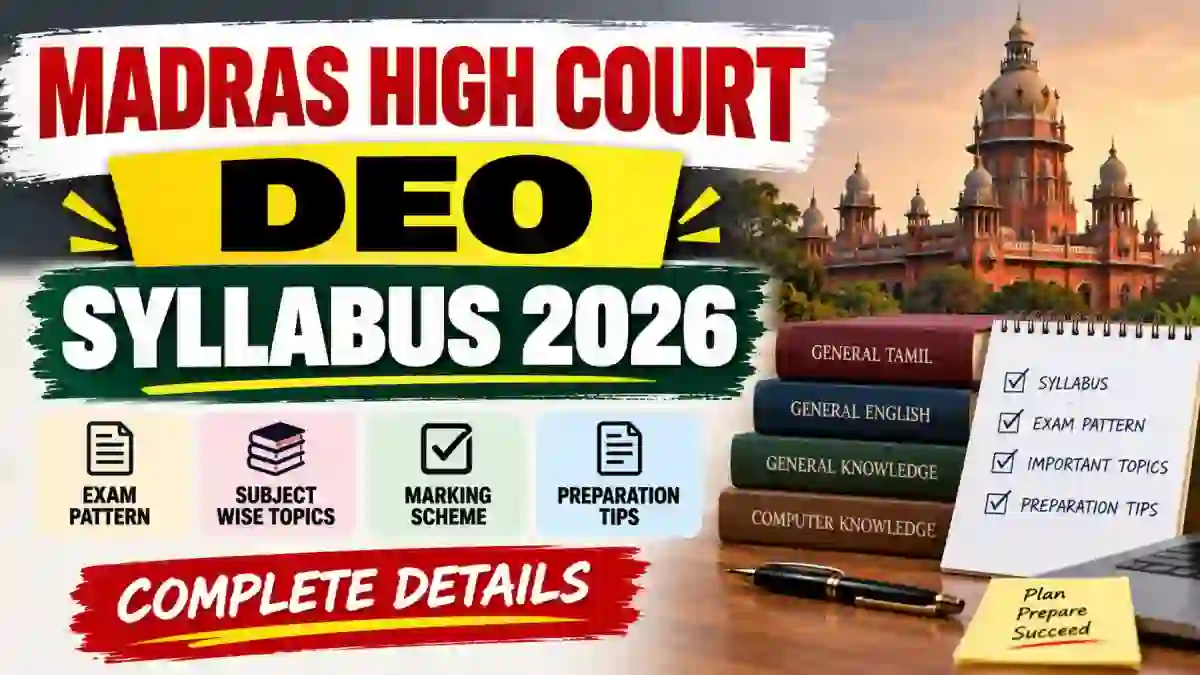 Madras High Court DEO Syllabus 2026 - Check Exam Pattern PDF