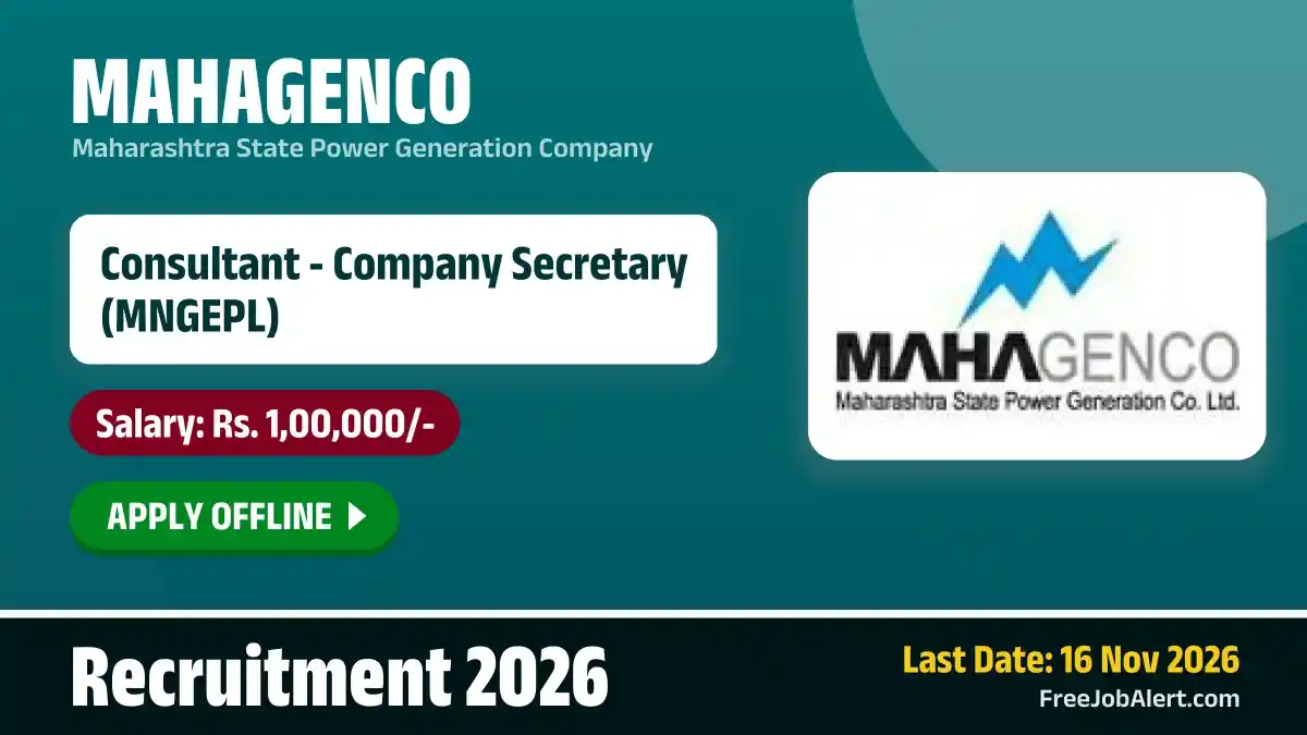 MAHAGENCO Consultant Recruitment 2026 – Apply Offline