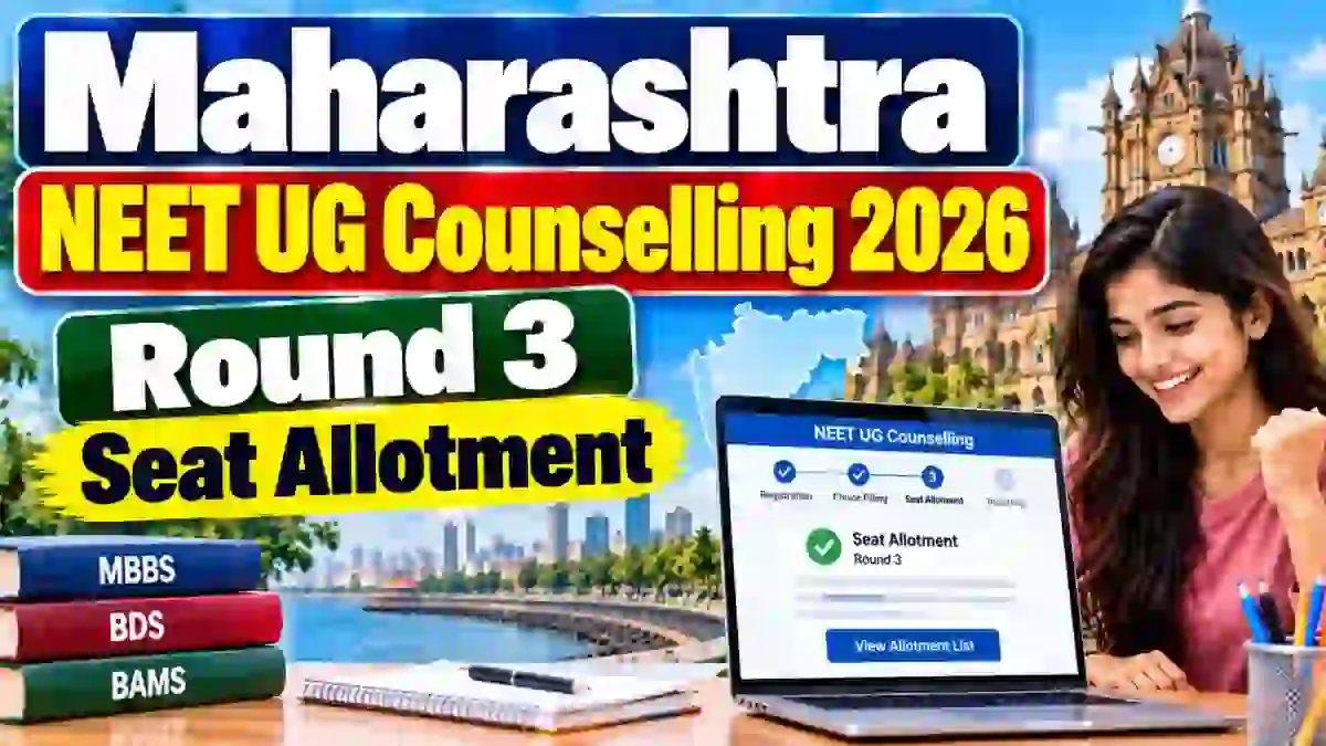 Maharashtra NEET UG Counselling 2026 Round 3 Seat Allotment Result Out - 11,340 Candidates Selected, Reporting Last Date Maharashtra NEET UG Counselling 2026 Round 3 Seat Allotment Result Out - 11,340 Candidates Selected, Reporting Last Date