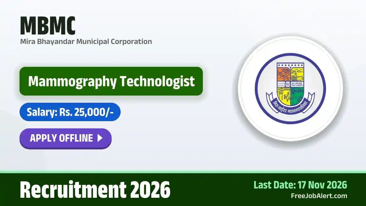 MBMC Mammography Technologist Recruitment 2026 – Apply Offline MBMC Mammography Technologist Recruitment 2026 – Apply Offline
