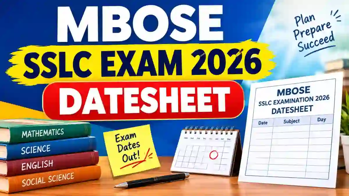 MBOSE SSLC Date Sheet 2026 Out - Direct Link to Download Exam Schedule at mbose.in MBOSE SSLC Date Sheet 2026 Out - Direct Link to Download Exam Schedule at mbose.in