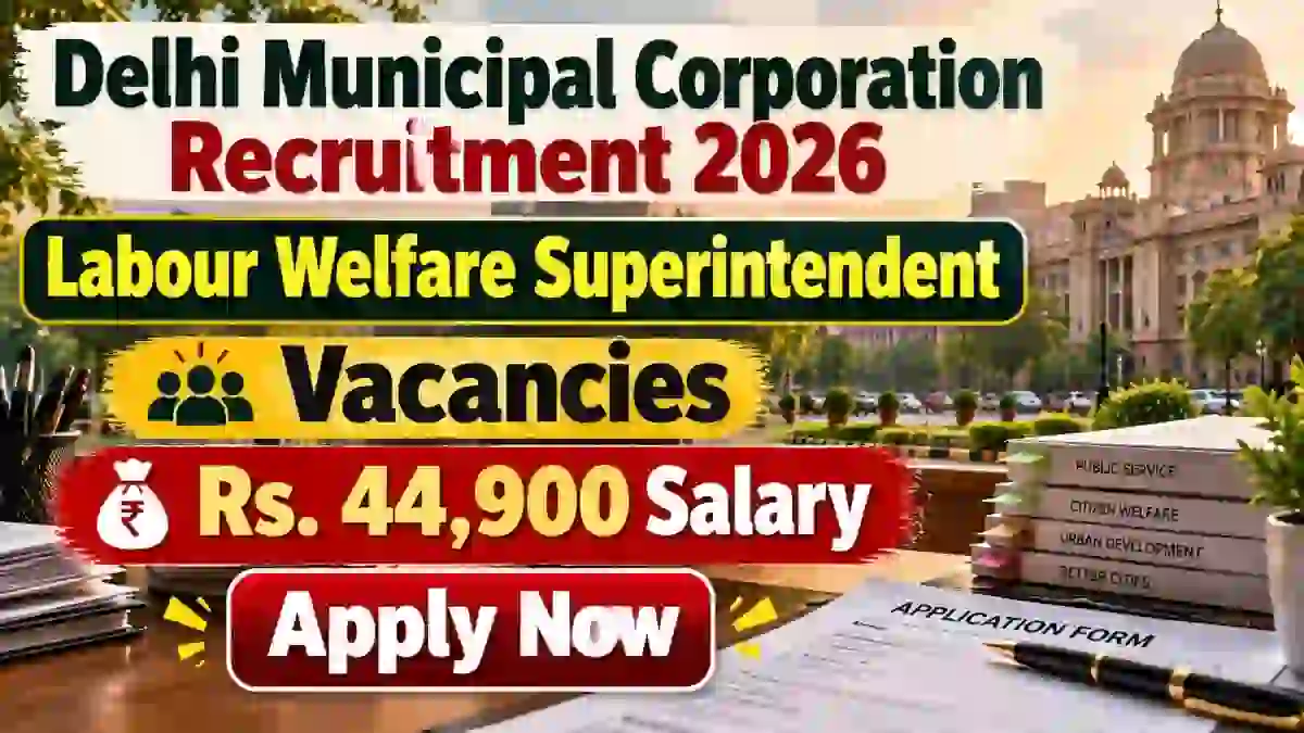 MCD Labour Welfare Superintendent Recruitment 2026 - Apply Offline for 09 Posts MCD Labour Welfare Superintendent Recruitment 2026 - Apply Offline for 09 Posts