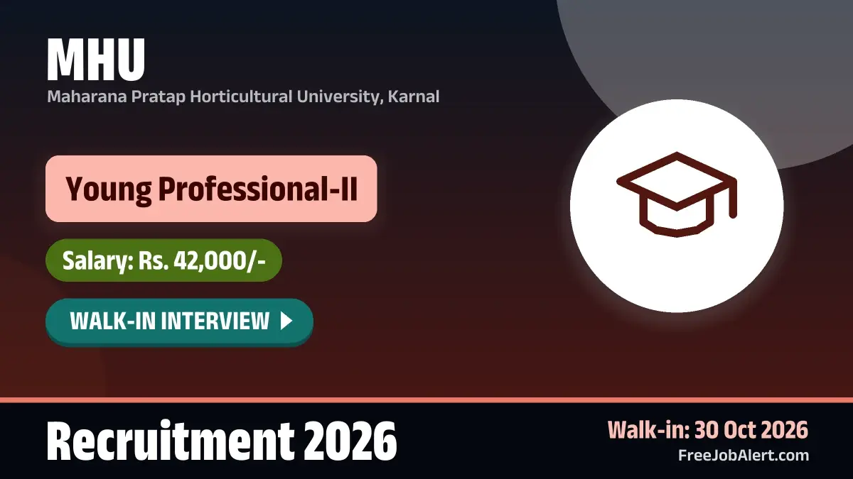 MHU Young Professional II Recruitment 2026 – Walkin MHU Young Professional II Recruitment 2026 – Walkin