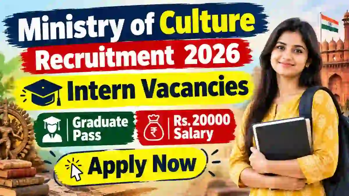 Ministry of Culture Intern Recruitment 2026 Notification Out - Apply Online for 20 Posts