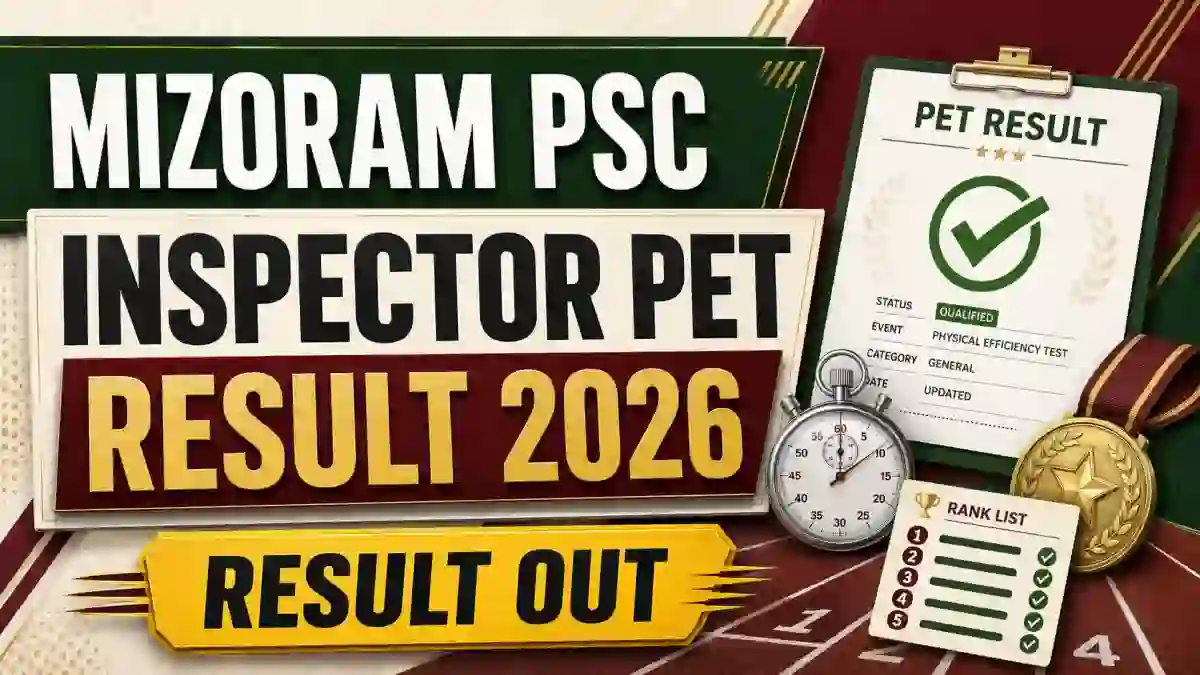 Mizoram PSC Inspector PET Result 2026 - Check Result at mpsc.mizoram.gov.in