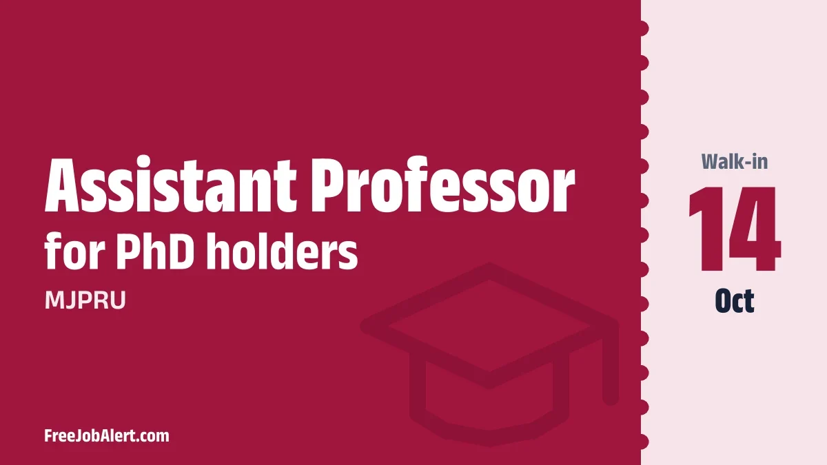 MJPRU Assistant Professor Recruitment 2026 – Walk-in MJPRU Assistant Professor Recruitment 2026 – Walk-in