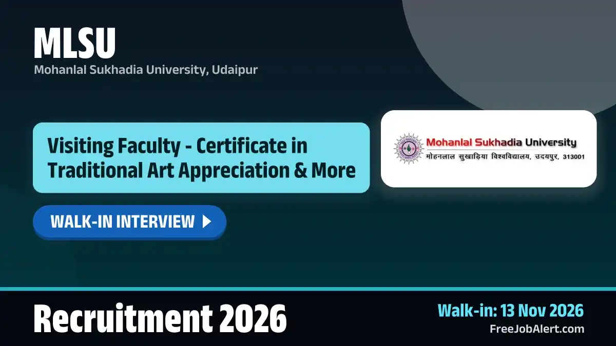MLSU Visiting Faculty Recruitment 2026 – Walkin MLSU Visiting Faculty Recruitment 2026 – Walkin