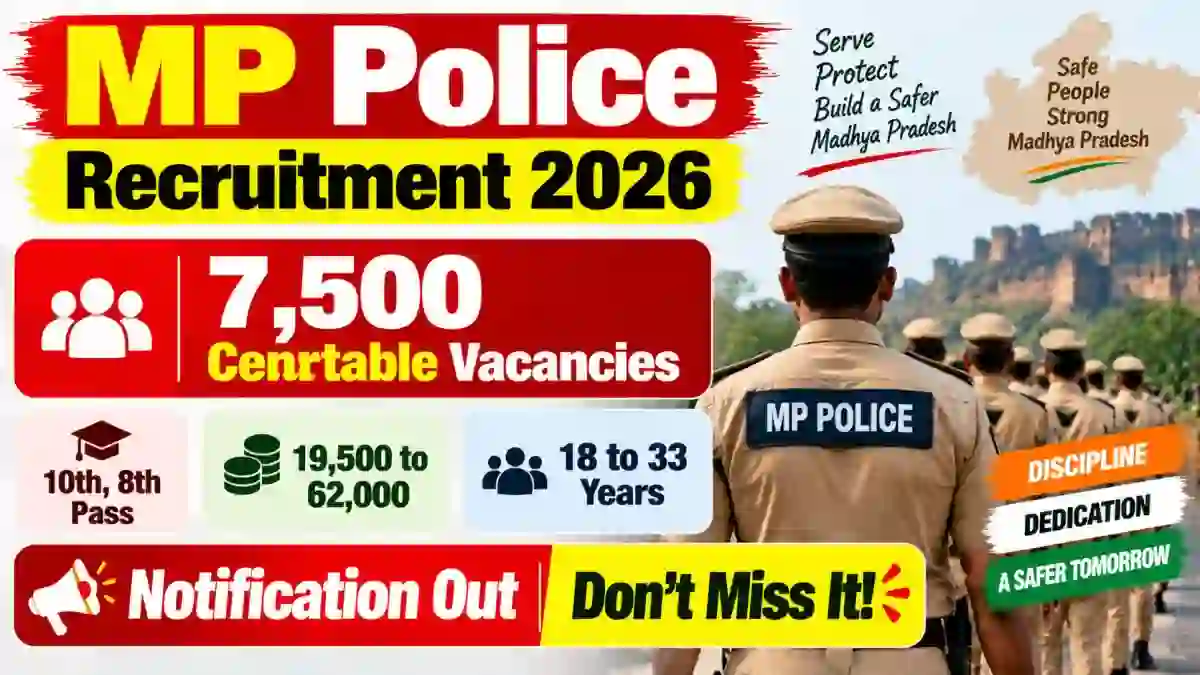 MP Police Constable Recruitment 2026 Notification Out - Apply Online for 7500 Posts MP Police Constable Recruitment 2026 Notification Out - Apply Online for 7500 Posts