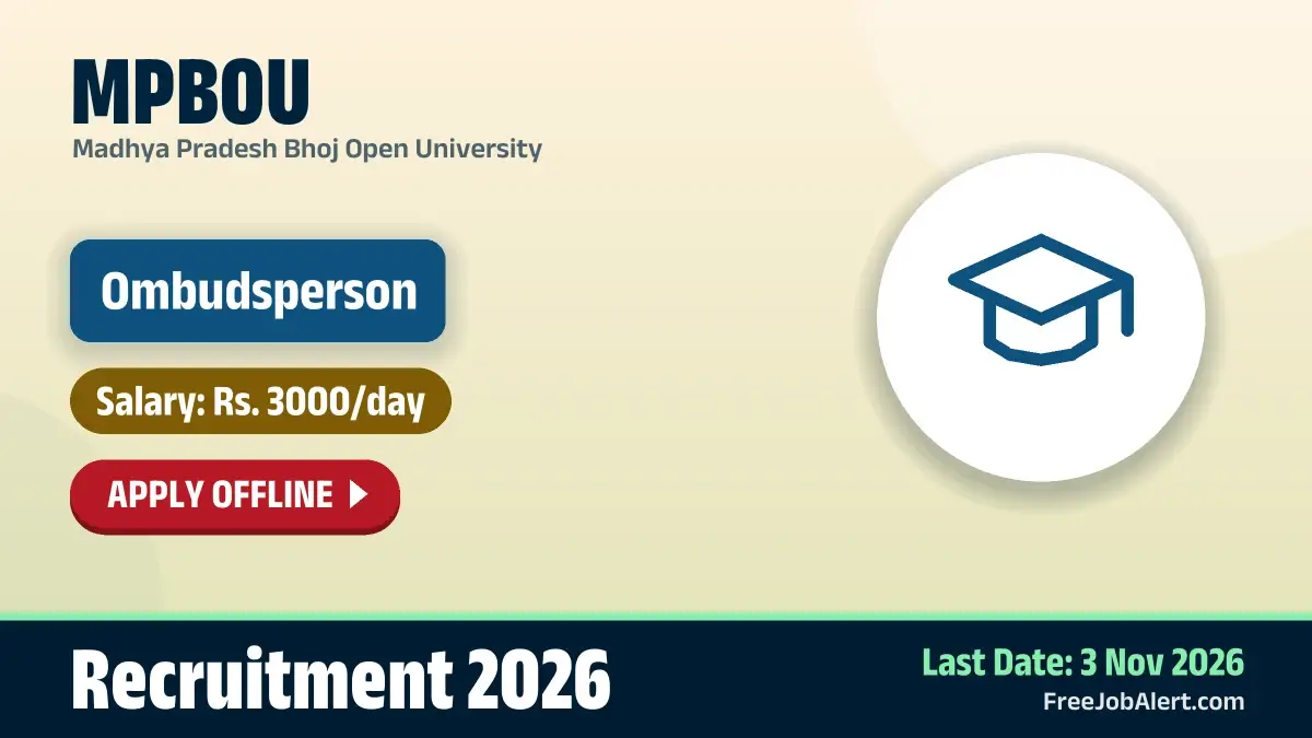 MPBOU Ombudsperson Recruitment 2026 – Apply Offline MPBOU Ombudsperson Recruitment 2026 – Apply Offline