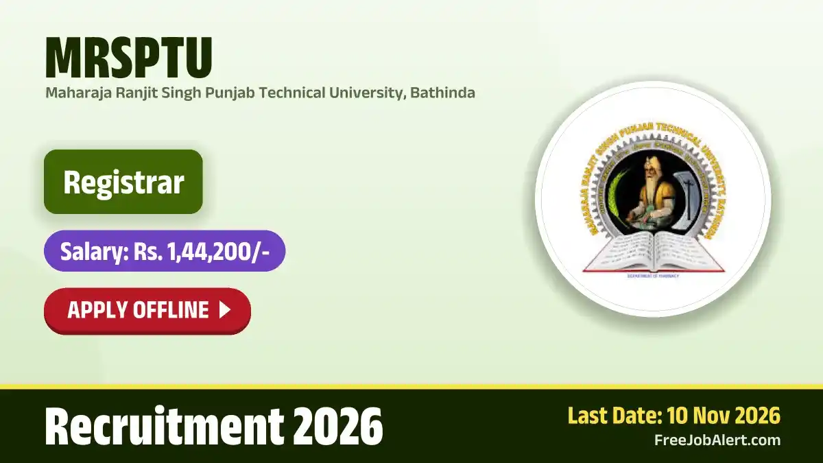 MRSPTU Registrar Recruitment 2026 – Apply Offline MRSPTU Registrar Recruitment 2026 – Apply Offline