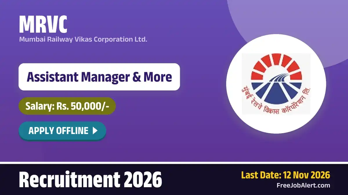 MRVC Assistant Manager Recruitment 2026 – Apply Offline MRVC Assistant Manager Recruitment 2026 – Apply Offline