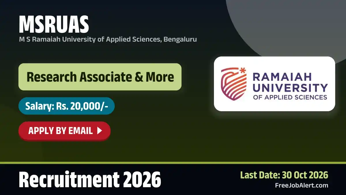 MSRUAS Recruitment 2026 – Apply Online for Research Associate, Field Investigator Posts MSRUAS Recruitment 2026 – Apply Online for Research Associate, Field Investigator Posts