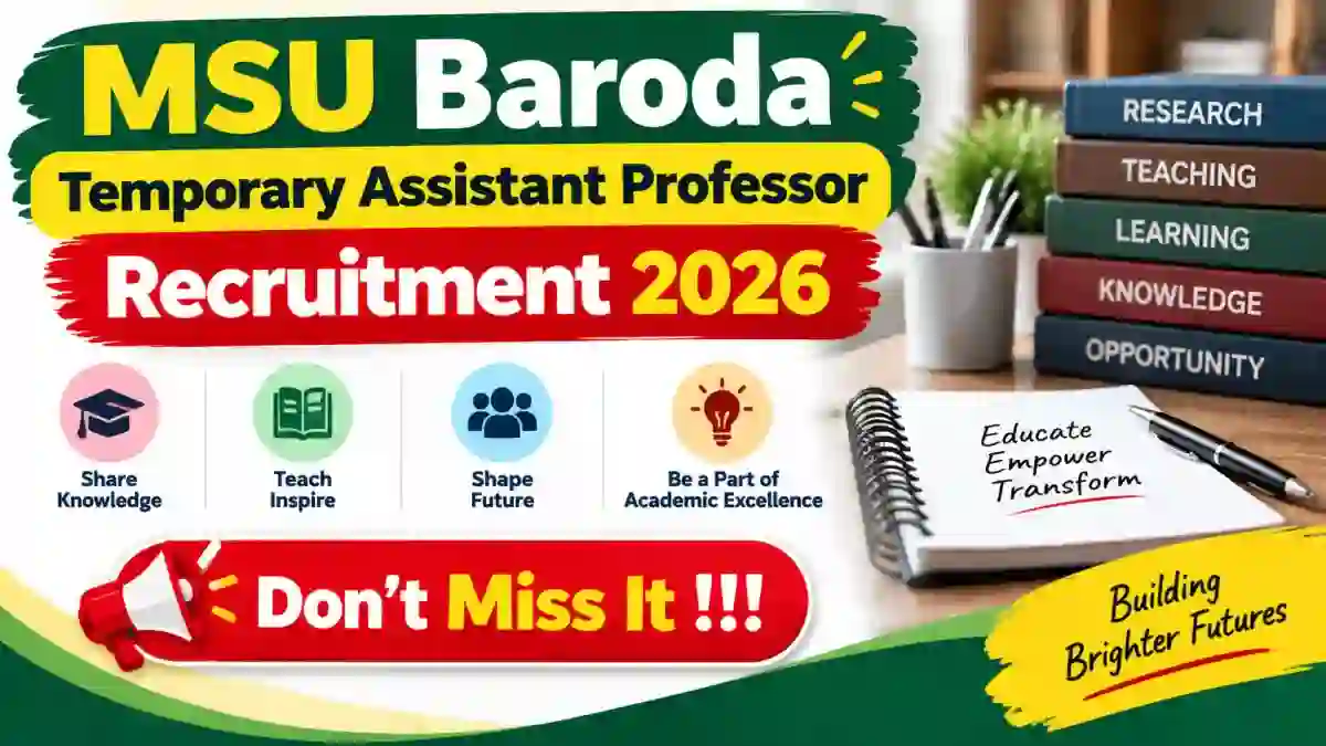 MSU Baroda Temporary Assistant Professor Recruitment 2026 - Walkin