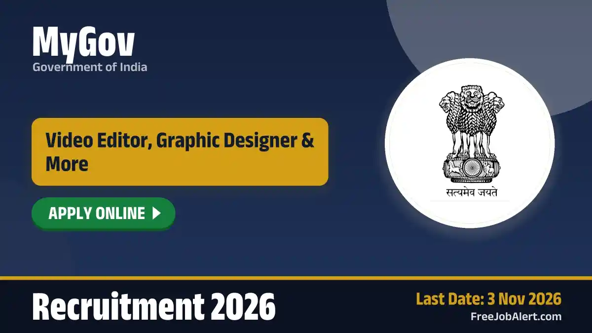 MyGov Recruitment 2026 – Apply Online for 5 Junior Video Editor, Video Editor and More Posts MyGov Recruitment 2026 – Apply Online for 5 Junior Video Editor, Video Editor and More Posts