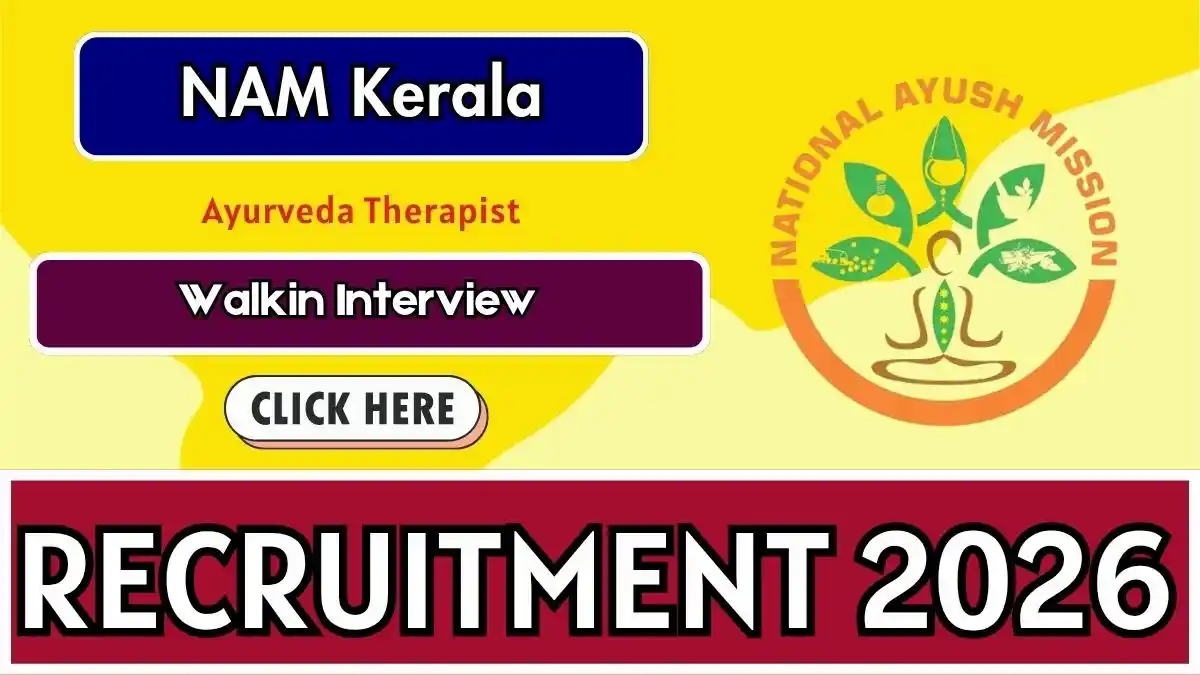 NAM Kerala Ayurveda Therapist Recruitment 2026 - Walkin