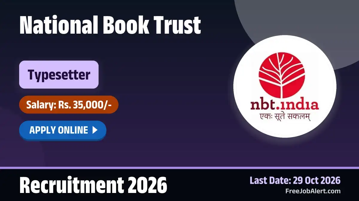 National Book Trust Typesetter Recruitment 2026 – Apply Online National Book Trust Typesetter Recruitment 2026 – Apply Online