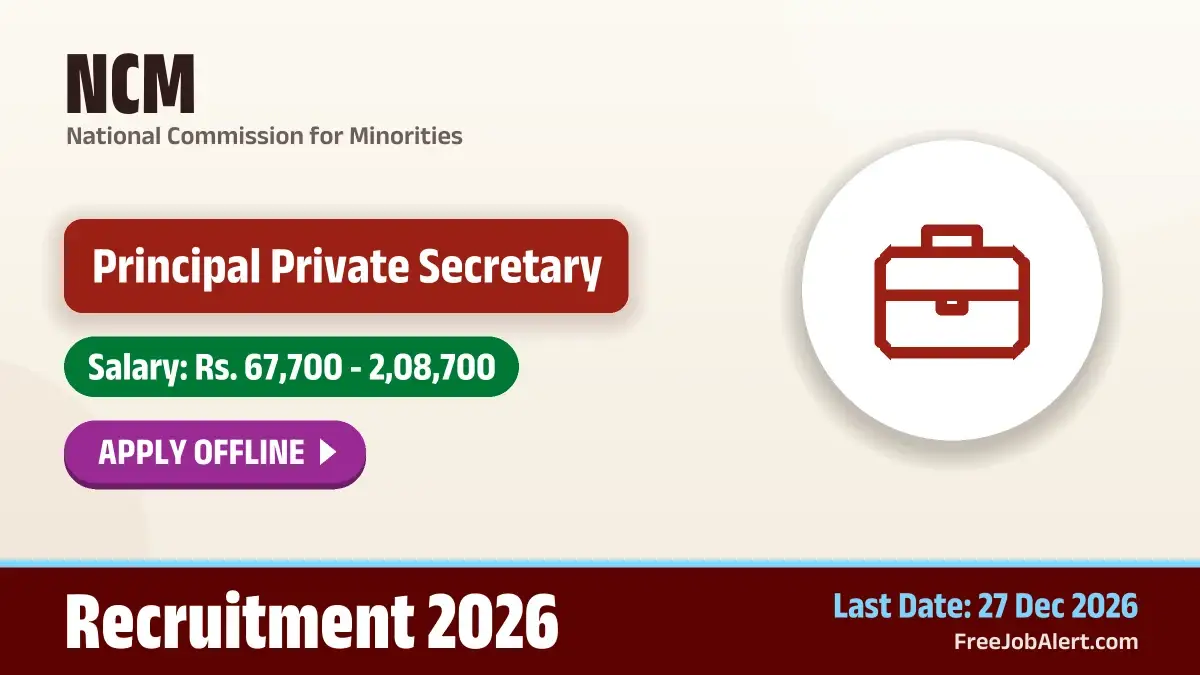 NCM Principal Private Secretary Recruitment 2026 – Apply Offline NCM Principal Private Secretary Recruitment 2026 – Apply Offline