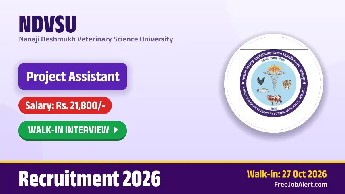 NDVSU Project Assistant Recruitment 2026 – Walk-in