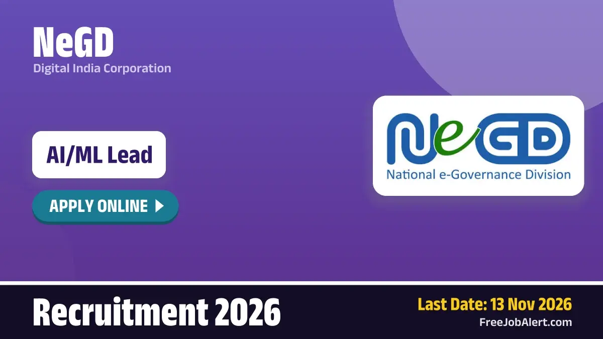 NeGD AI/ML Lead Recruitment 2026 – Apply Online NeGD AI/ML Lead Recruitment 2026 – Apply Online