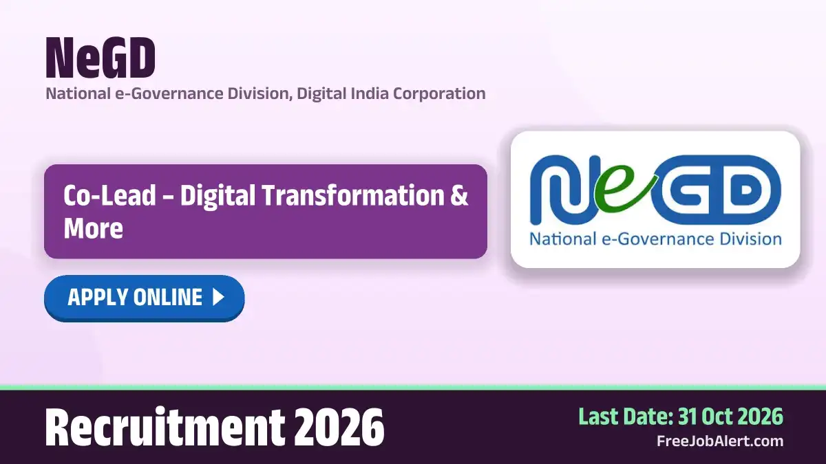 NeGD Co Lead Recruitment 2026 – Apply Online NeGD Co Lead Recruitment 2026 – Apply Online