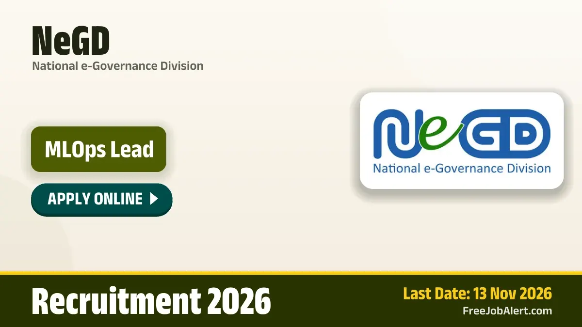 NeGD MLOps Lead Recruitment 2026 – Apply Online NeGD MLOps Lead Recruitment 2026 – Apply Online