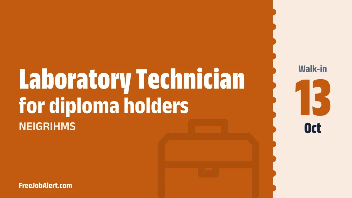 NEIGRIHMS Laboratory Technician Recruitment 2026 – Walk-in NEIGRIHMS Laboratory Technician Recruitment 2026 – Walk-in