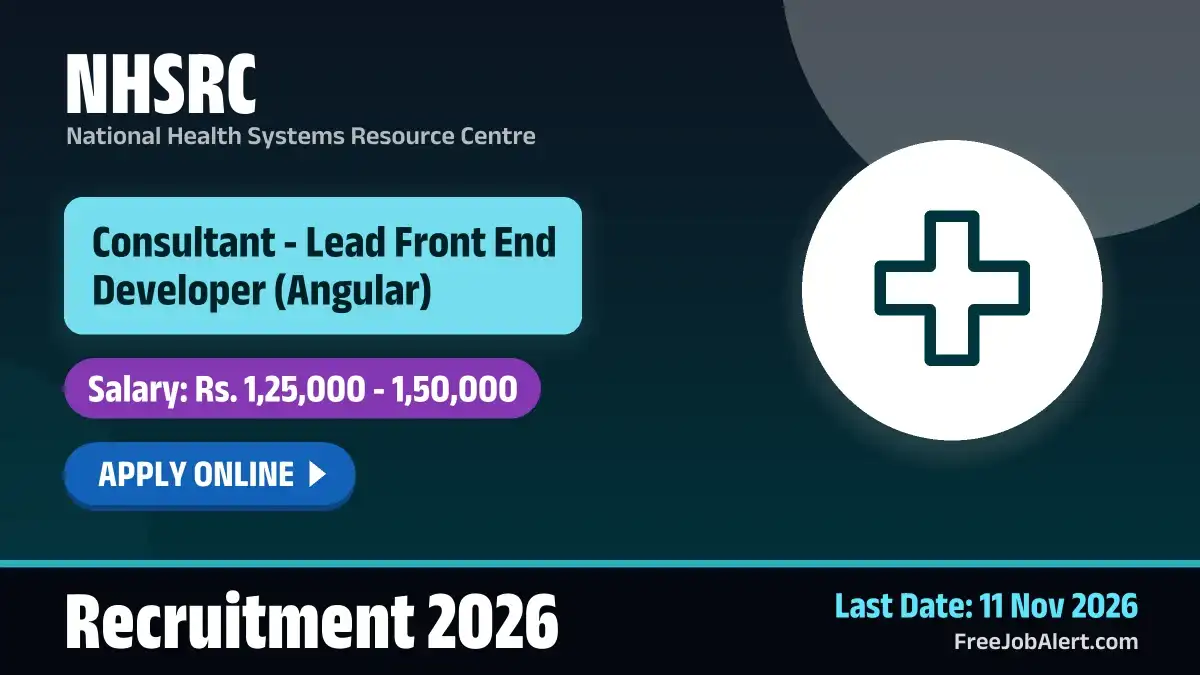 NHSRC Consultant - Lead Front End Developer Recruitment 2026 – Apply Online NHSRC Consultant - Lead Front End Developer Recruitment 2026 – Apply Online