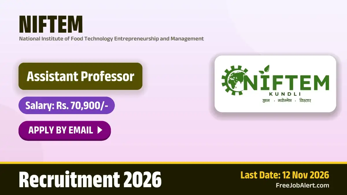 NIFTEM Assistant Professor Recruitment 2026 – Apply Online NIFTEM Assistant Professor Recruitment 2026 – Apply Online