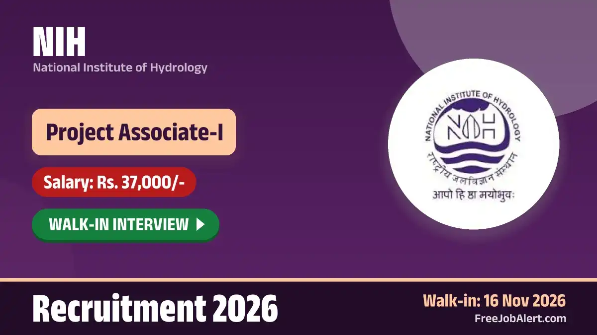 NIH Project Associate I Recruitment 2026 – Walkin NIH Project Associate I Recruitment 2026 – Walkin