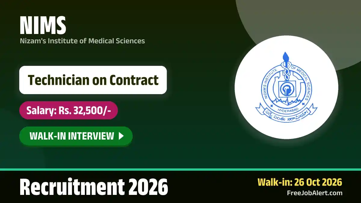 NIMS Technician Recruitment 2026 – Walkin