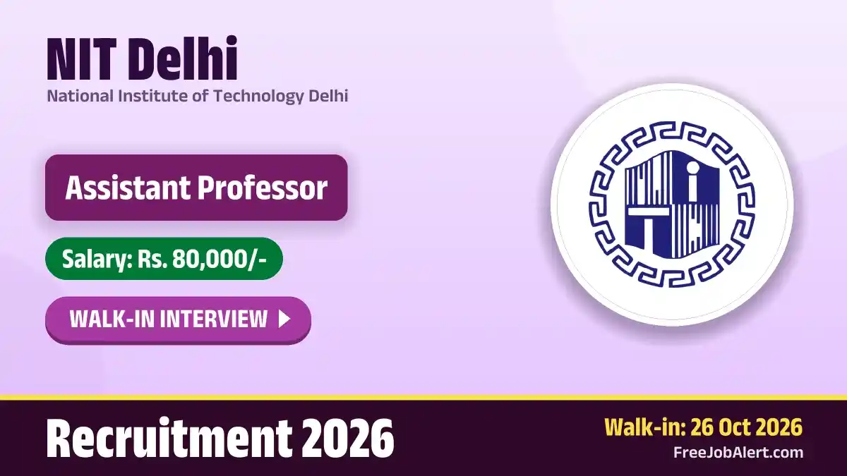NIT Delhi Assistant Professor (Mathematics) Recruitment 2026 – Walkin