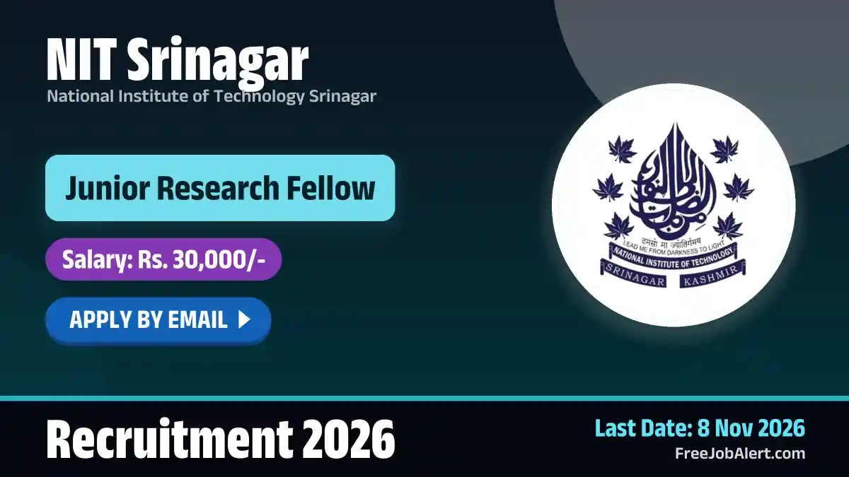 NIT Srinagar Junior Research Fellow Recruitment 2026 – Apply Online