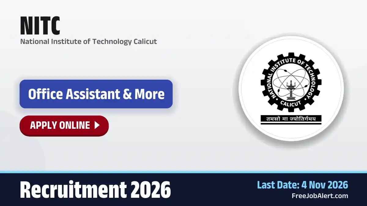 NITC Recruitment 2026 – Apply Online for 6 Office Assistant, Support Engineer and More Posts NITC Recruitment 2026 – Apply Online for 6 Office Assistant, Support Engineer and More Posts