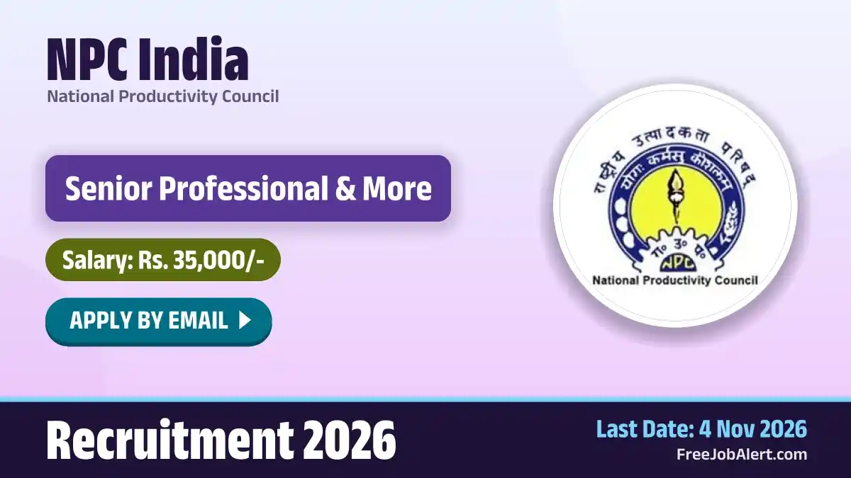 NPC India Recruitment 2026 – Apply Online for 3 Senior Professional, Project Executive Posts NPC India Recruitment 2026 – Apply Online for 3 Senior Professional, Project Executive Posts