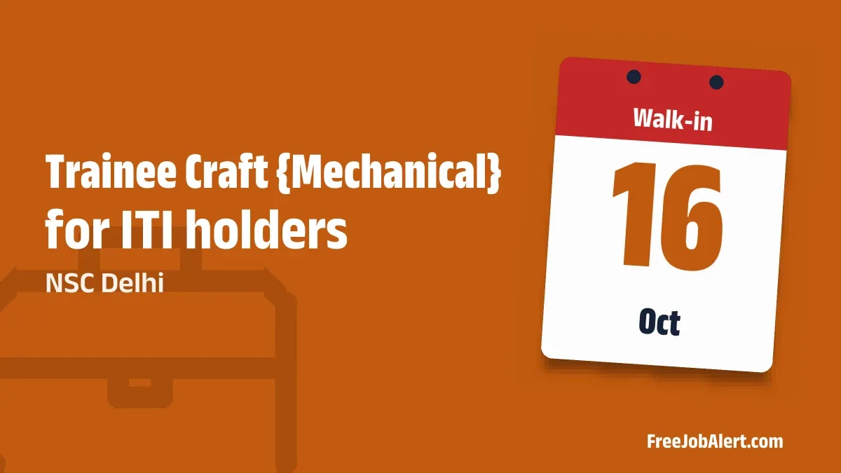 NSC Delhi Trainee Craft Recruitment 2026 – Walkin NSC Delhi Trainee Craft Recruitment 2026 – Walkin