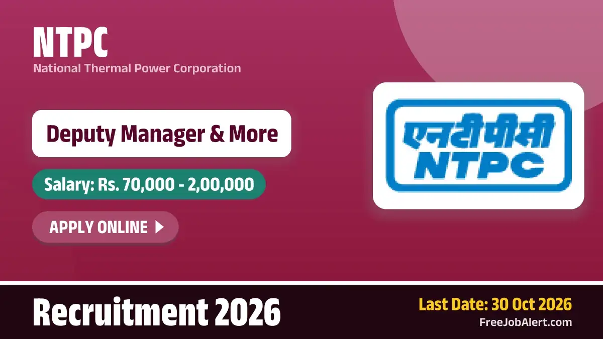 NTPC Deputy Manager Recruitment 2026 – Apply Online for 9 Posts