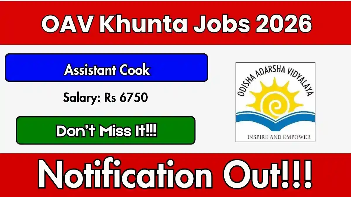 OAV Khunta Assistant Cook Recruitment 2026 – Apply Offline
