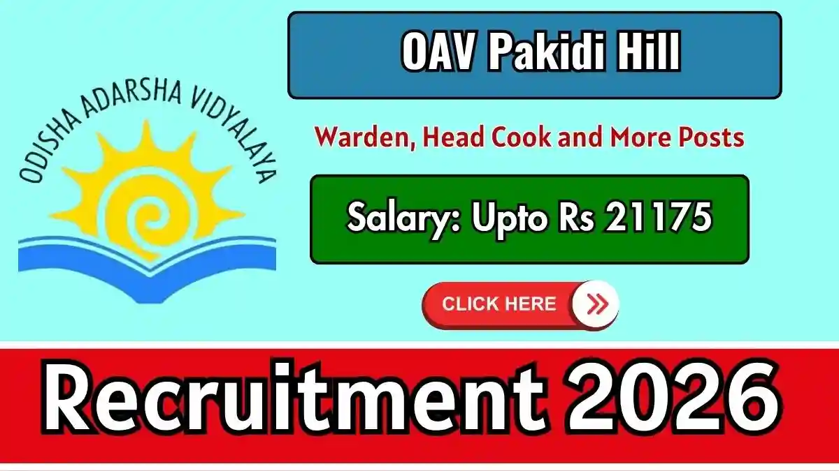OAV Pakidi Hill Recruitment 2026 - Apply Offline for Warden, Head Cook and More Posts OAV Pakidi Hill Recruitment 2026 - Apply Offline for Warden, Head Cook and More Posts
