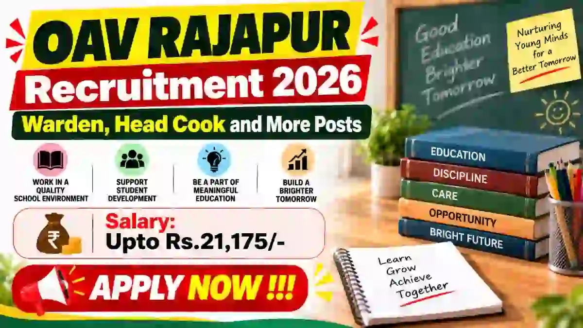 OAV Rajapur Recruitment 2026 - Apply Offline for Warden, Head Cook and More Posts