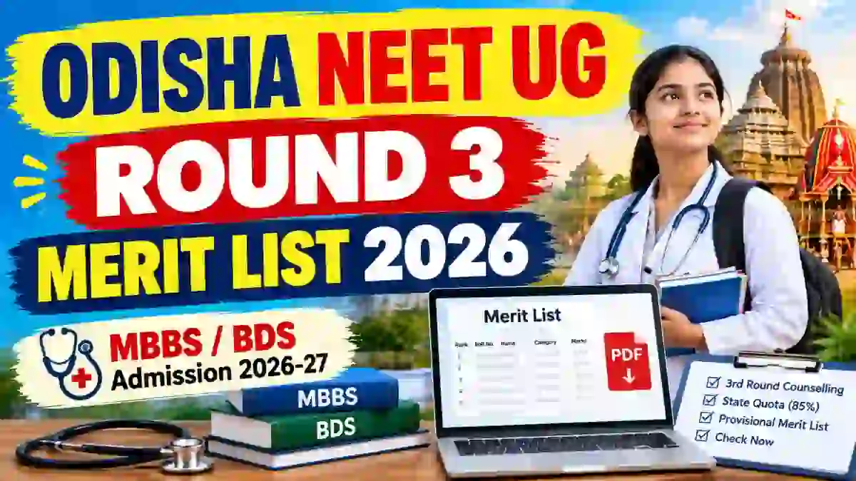 Odisha NEET UG Round 3 Merit List 2026 Out - Check Provisional List Online at ojee.nic.in