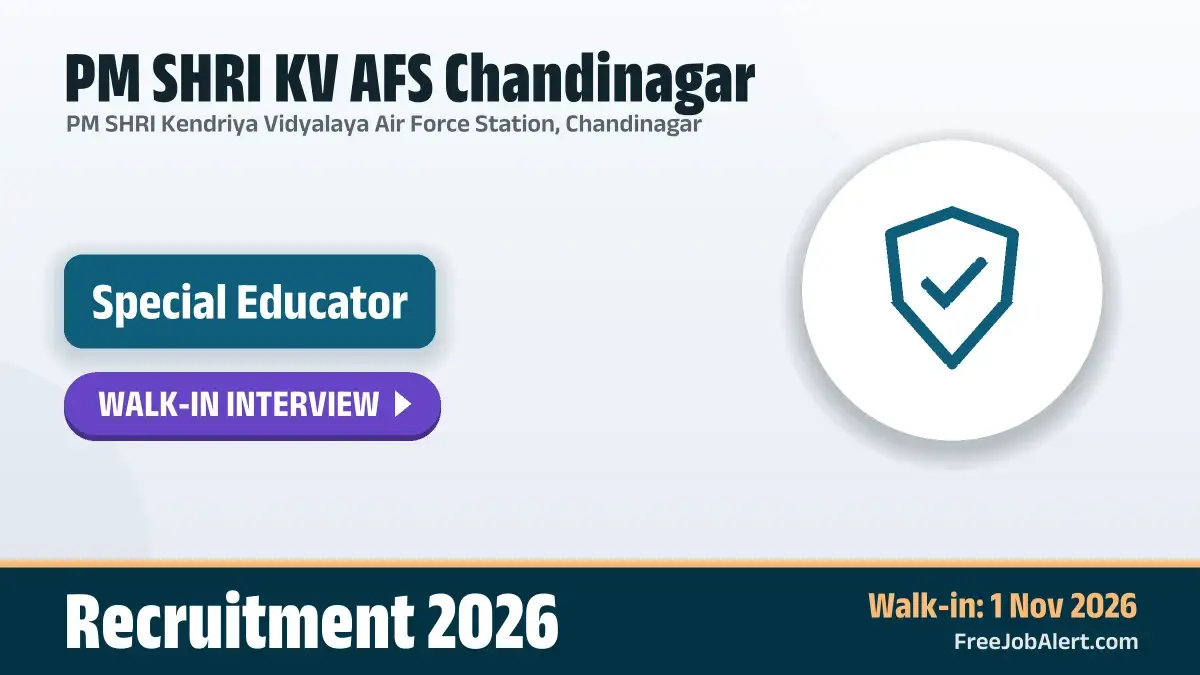 PM SHRI KV AFS Chandinagar Special Educator Recruitment 2026 – Walkin