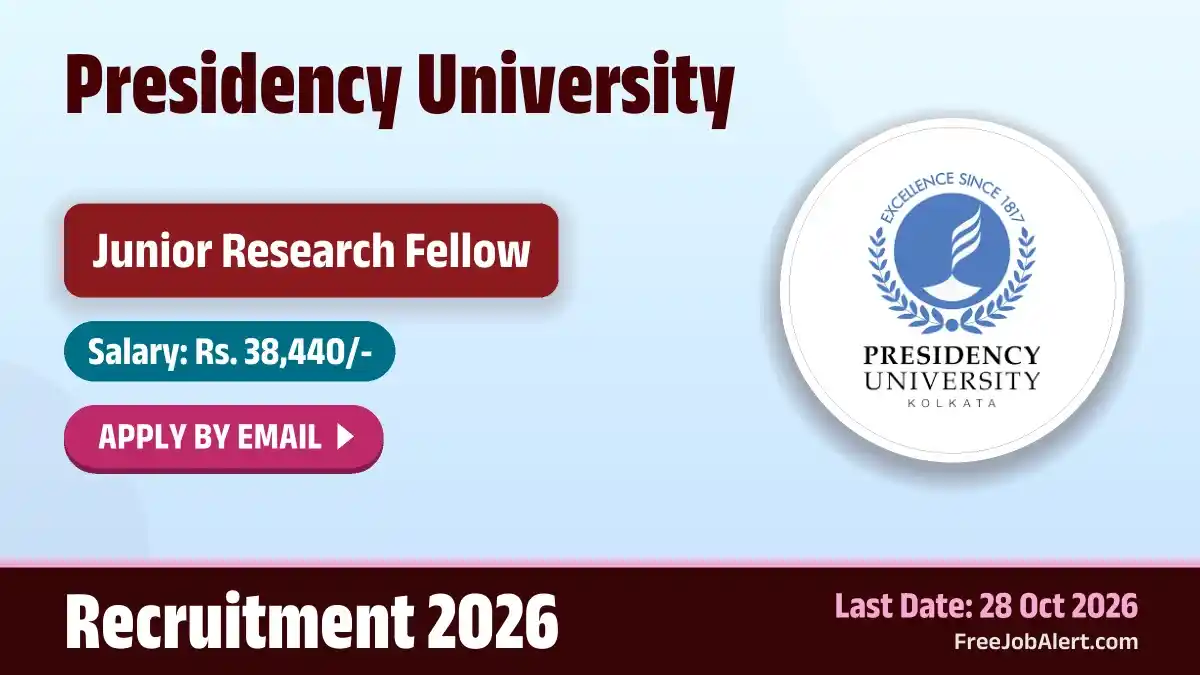 Presidency University Junior Research Fellow Recruitment 2026 – Apply Online