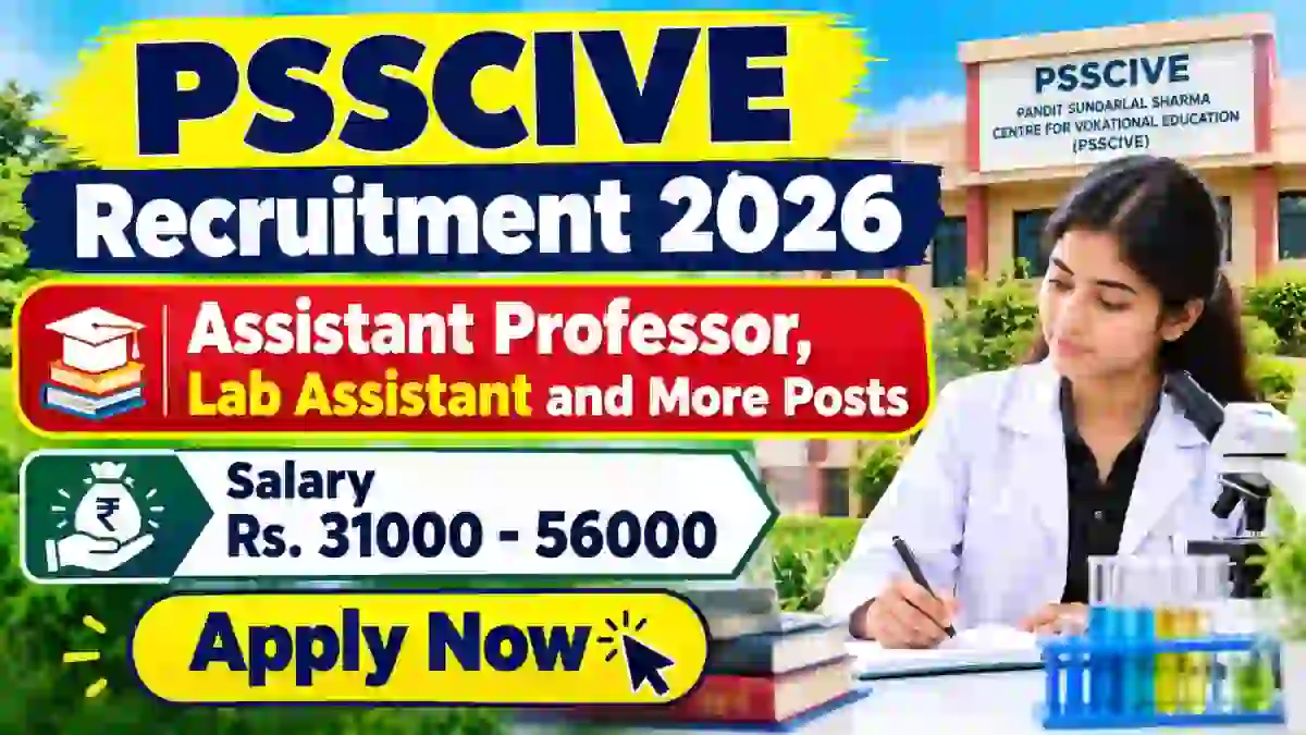 PSSCIVE Recruitment 2026 - Apply Walkin for Assistant Professor, Lab Assistant and More Posts PSSCIVE Recruitment 2026 - Apply Walkin for Assistant Professor, Lab Assistant and More Posts