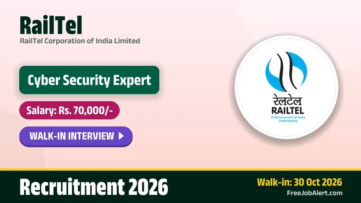 RailTel Cyber Security Expert Recruitment 2026 – Walkin