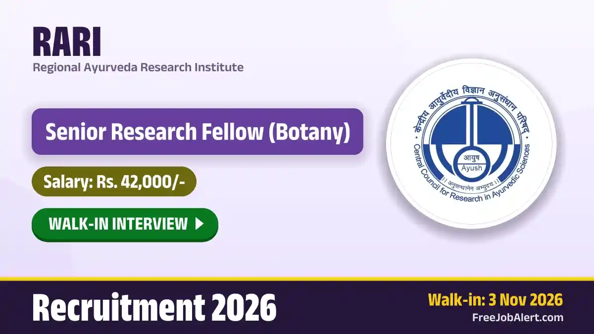 RARI Senior Research Fellow Recruitment 2026 – Walkin