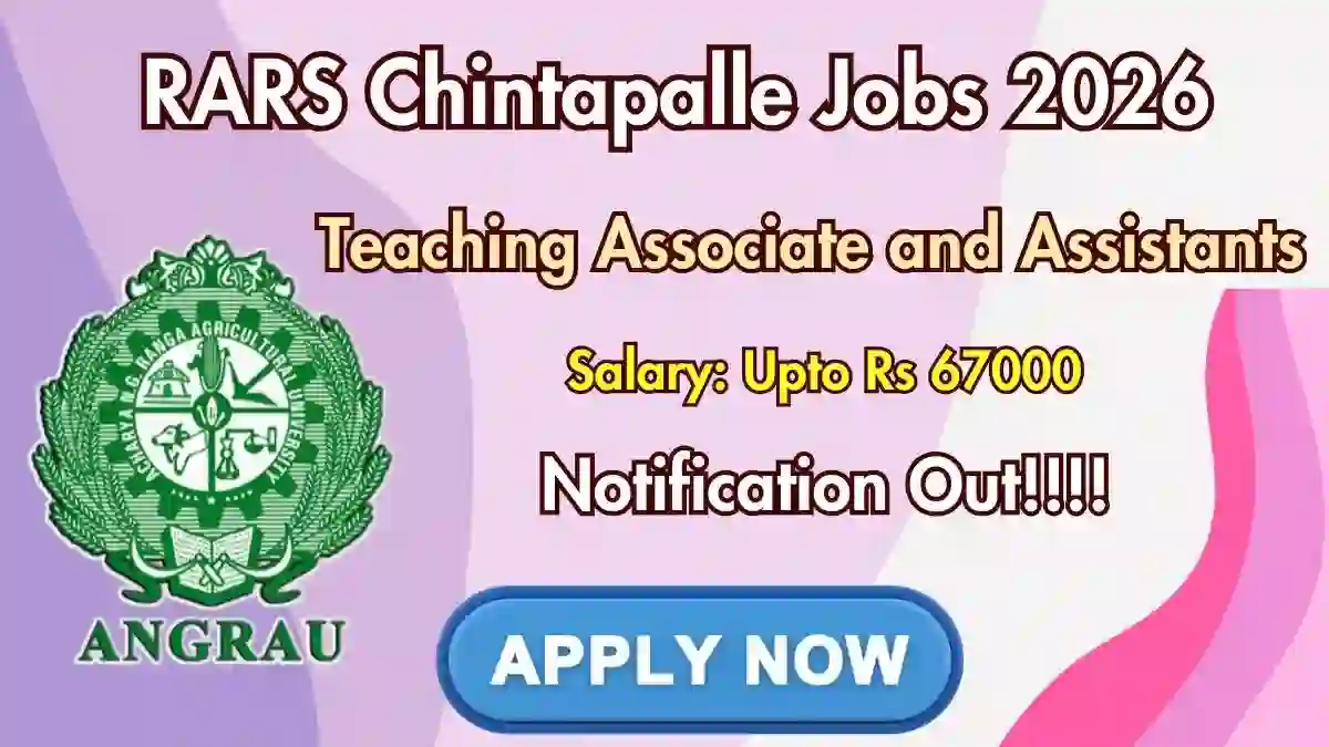RARS Chintapalle Recruitment 2026 - Walkin for Teaching Associate and Teaching Assistants Posts RARS Chintapalle Recruitment 2026 - Walkin for Teaching Associate and Teaching Assistants Posts
