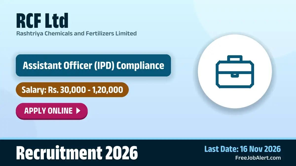 RCF Ltd Assistant Officer Compliance Recruitment 2026 – Apply Online RCF Ltd Assistant Officer Compliance Recruitment 2026 – Apply Online